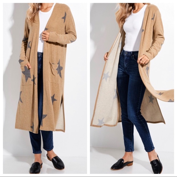 Fabulous long line star cardigan with side pockets - Picture 2 of 4